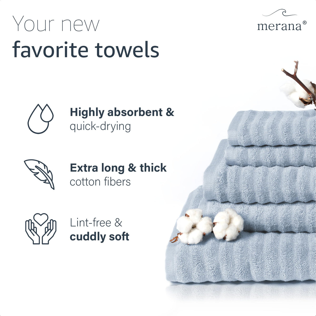 Merana OSLO towel set | quick-drying, soft & lint-free | terry luxury quality | 100% cotton terrycloth | OEKO-TEX | 590 GSM | guest & face towel