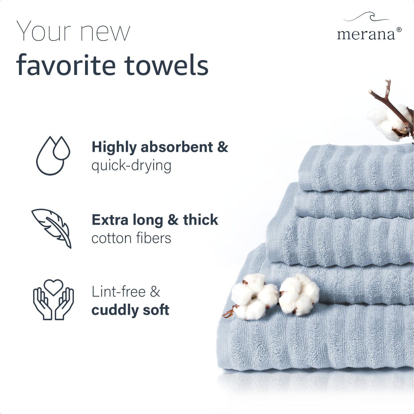 Merana OSLO towel set | quick-drying, soft & lint-free | terry luxury quality | 100% cotton terrycloth | OEKO-TEX | 590 GSM | gift set | Light blue