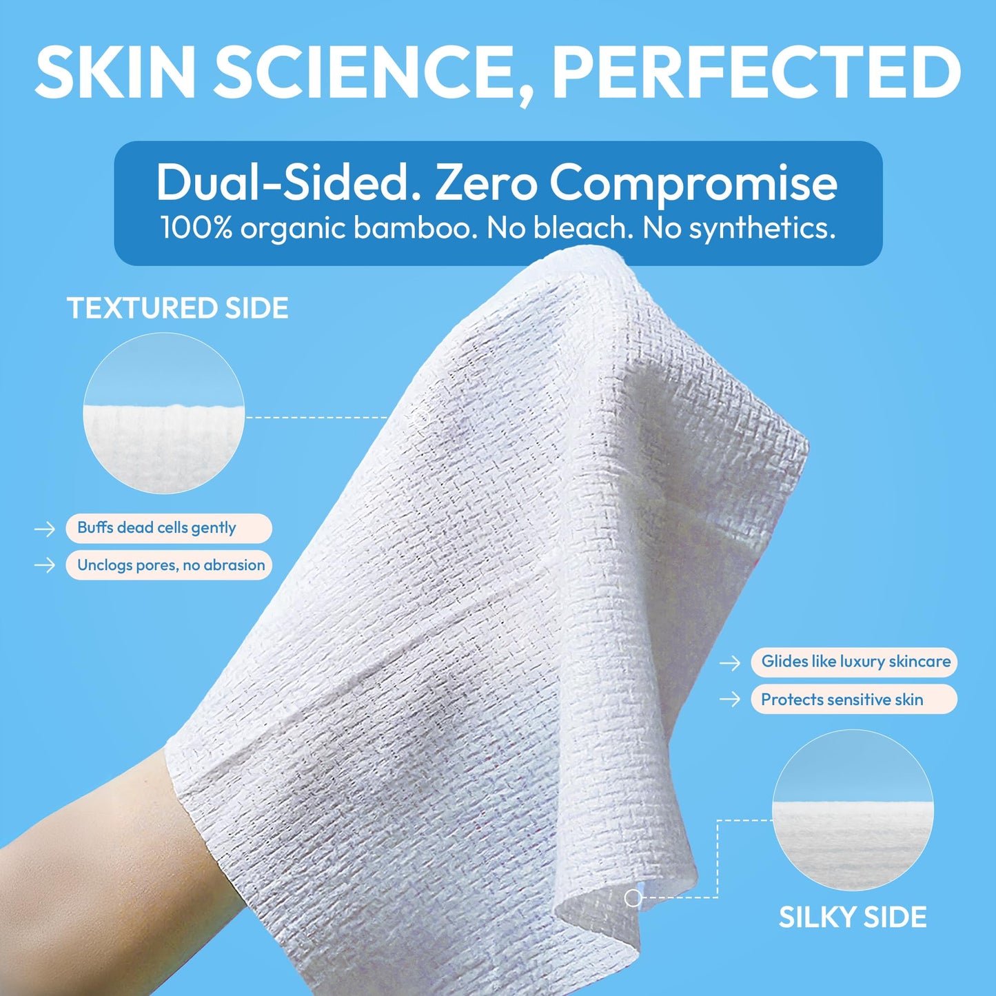 FOMIN Disposable Face Towels - 100 Count(2 Pack) 100% Biodegradable Ultra-Soft Towelette For Washing Face & Makeup Removal,Vegan & Cruelty Free