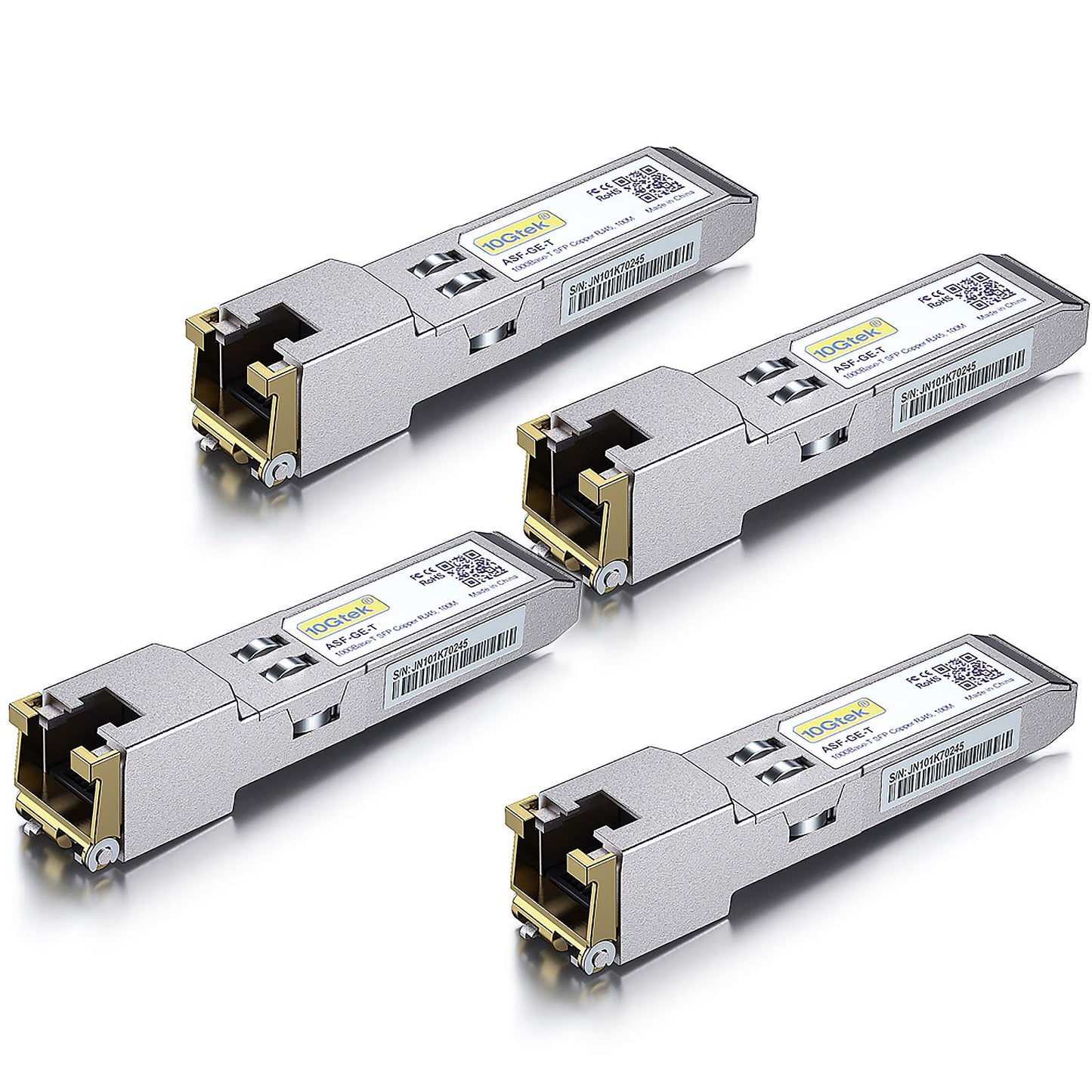 [4 Pack] 1G SFP to RJ45 Mini-Gbic Module 100-meter, 1000Base-T Copper Transceiver Compatible for Cisco GLC-T/SFP-GE-T, Meraki, Ubiquiti UniFi