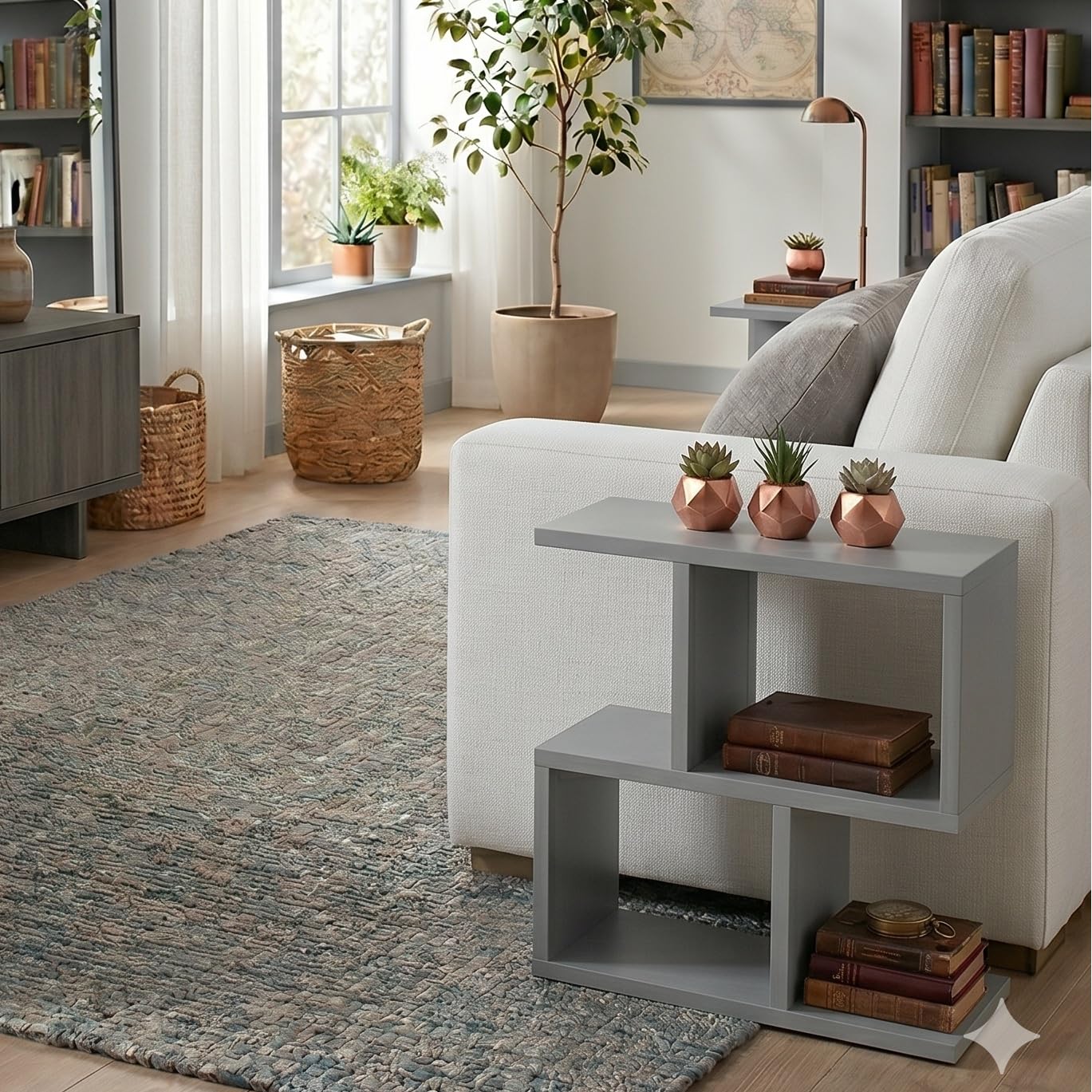 Narrow Side Table Eden 60, Slim Bedside Table, 2 Tier Sofa End Table with Storage Shelf, Small Accent Table, Plant Stand for Living Room, Bedroom
