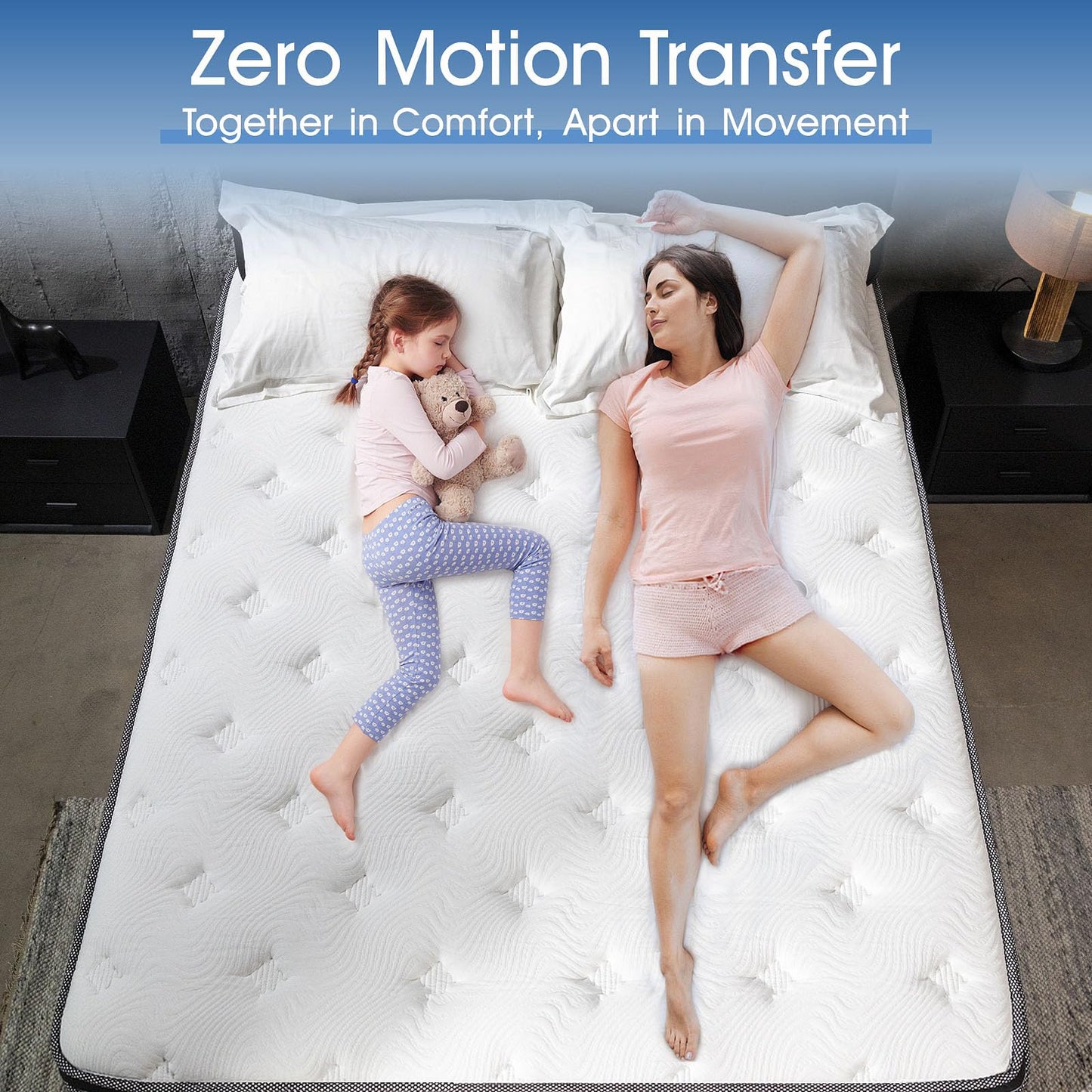 Grbsy King Size Mattress 5FT 12 Inch Thick Memory Foam & Pocket Spring