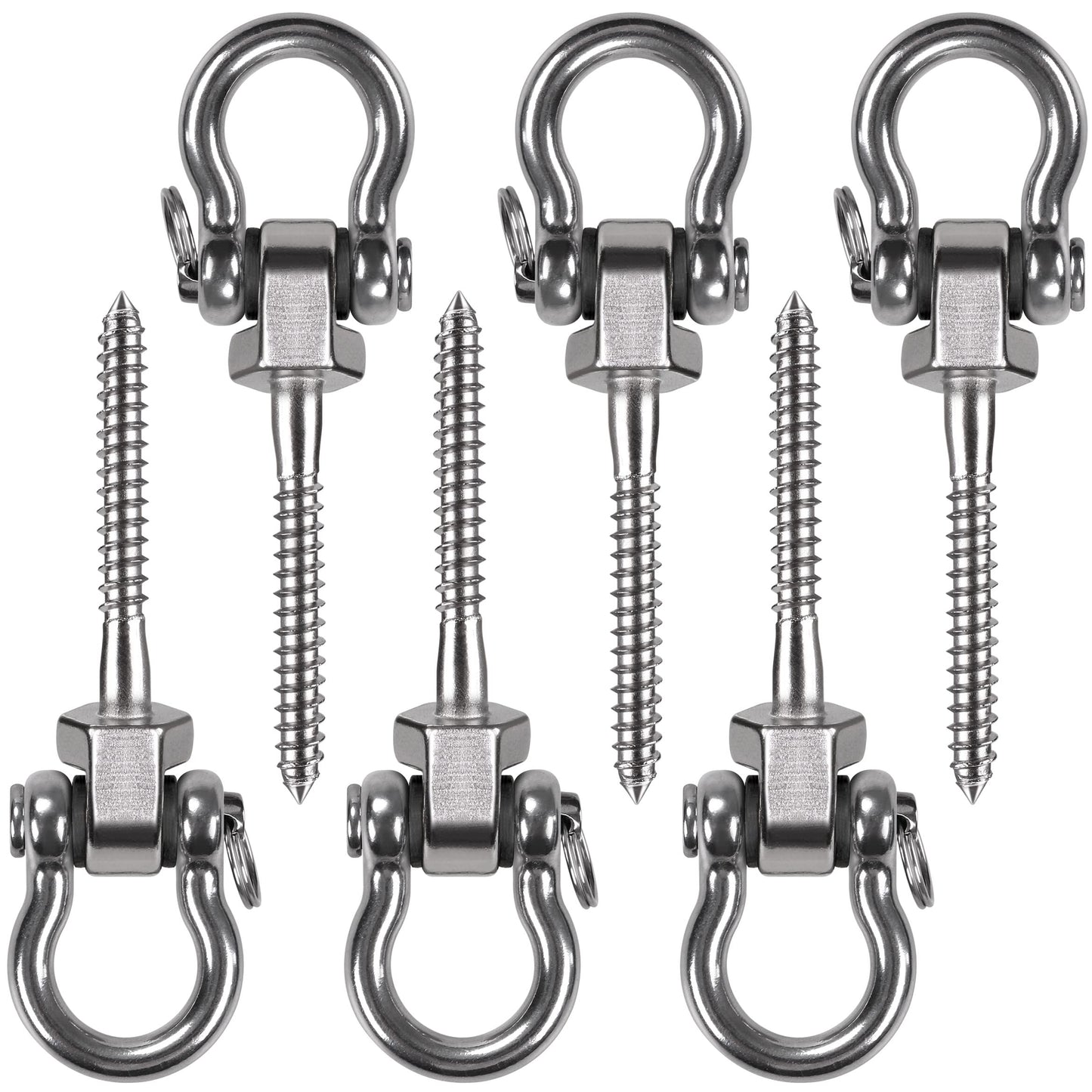 BeneLabel Hammock Bolt 6Pcs Hammock Fixings, Antirust SUS304 Swing Brackets for Wood 816Kg Capacity, Indoor Outdoor Playground Yoga Hammock Chair