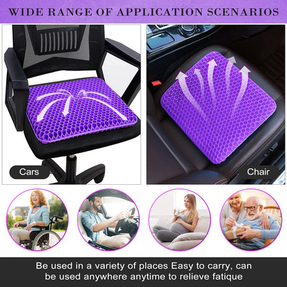 Gel Seat Cushion, Double Thick Breathable Seat Cushion Cool Gel Cushion Honeycomb Design,Breathable Lumbar Cushion With Non-Slip,Pressure Pain relief