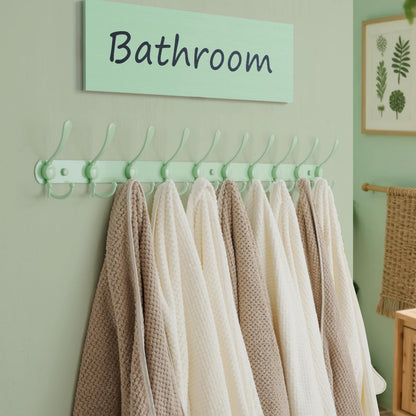 Dseap Coat Rack Wall Mount - 96cm Long 10-Tri-Hooks Heavy Duty Coat Hanger Rail Wall Hooks for Hanging Coats Hats Clothing Clothes Purse Mudroom