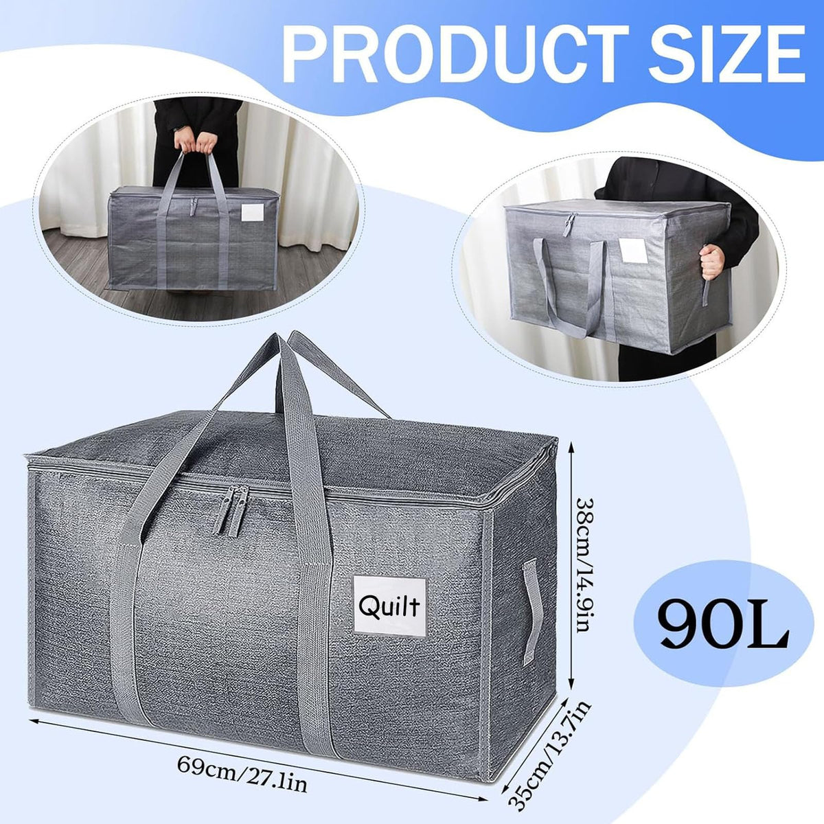 6 Pack 90L Moving Bags, Heavy Duty Storage Bags Dorm Moving Essential,Gray