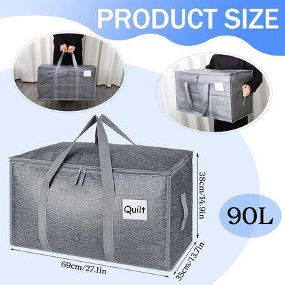 6 Pack 90L Moving Bags, Heavy Duty Storage Bags Dorm Moving Essential,Gray