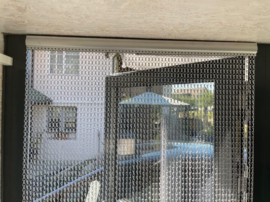 Chawniao 90cm x 210cm Premium Aluminium Fly Door Chain Curtain for doorways, Fly Screens Metal Insect Screen Blinds
