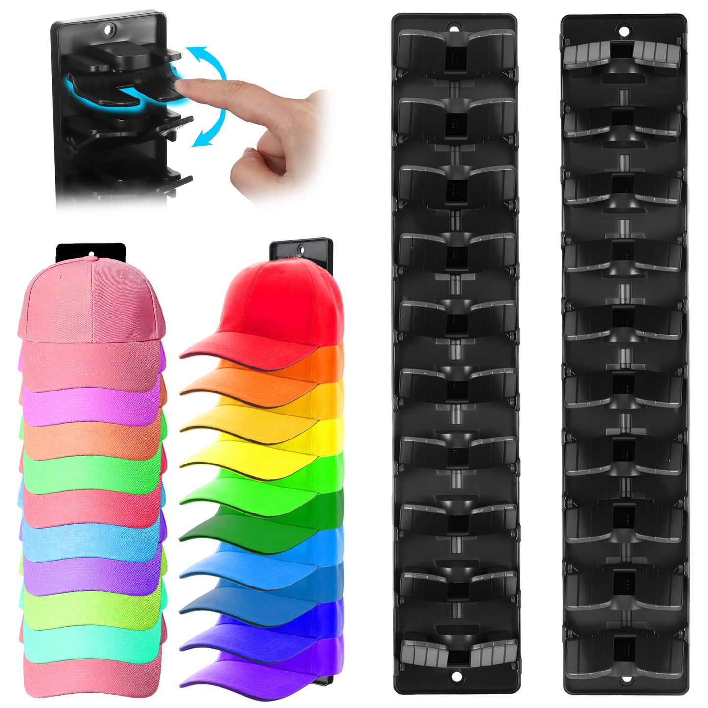 Seivunol Hat Organizer for Baseball Caps, Hat Rack for Wall, Hold 20 Hats