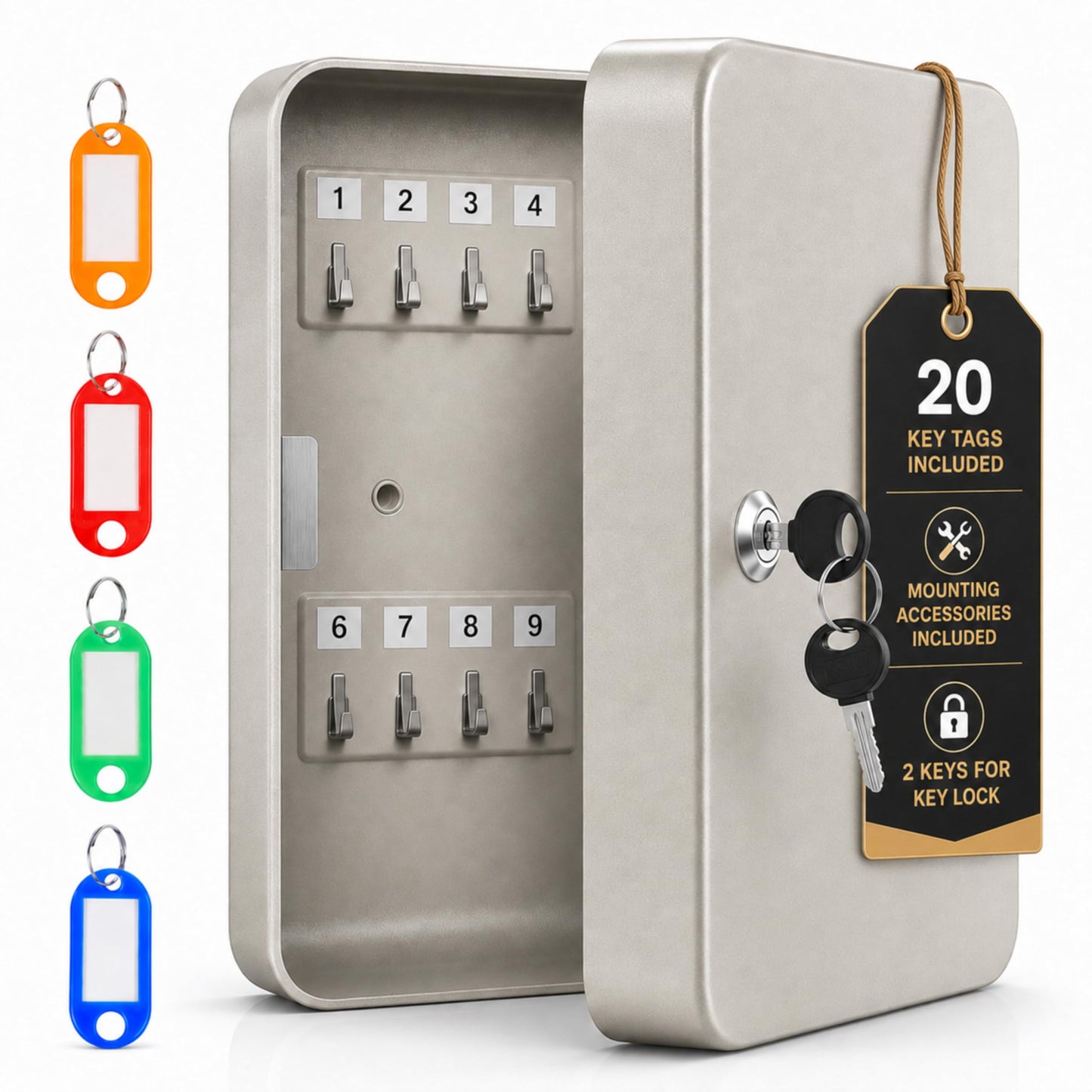 LDS® 20-Key Cabinet with Key Tags – Key Boxes Wall Mounted