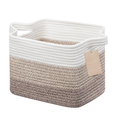 JOJOSEE Small Cotton Rope Woven Storage Basket for Shelves, Brown