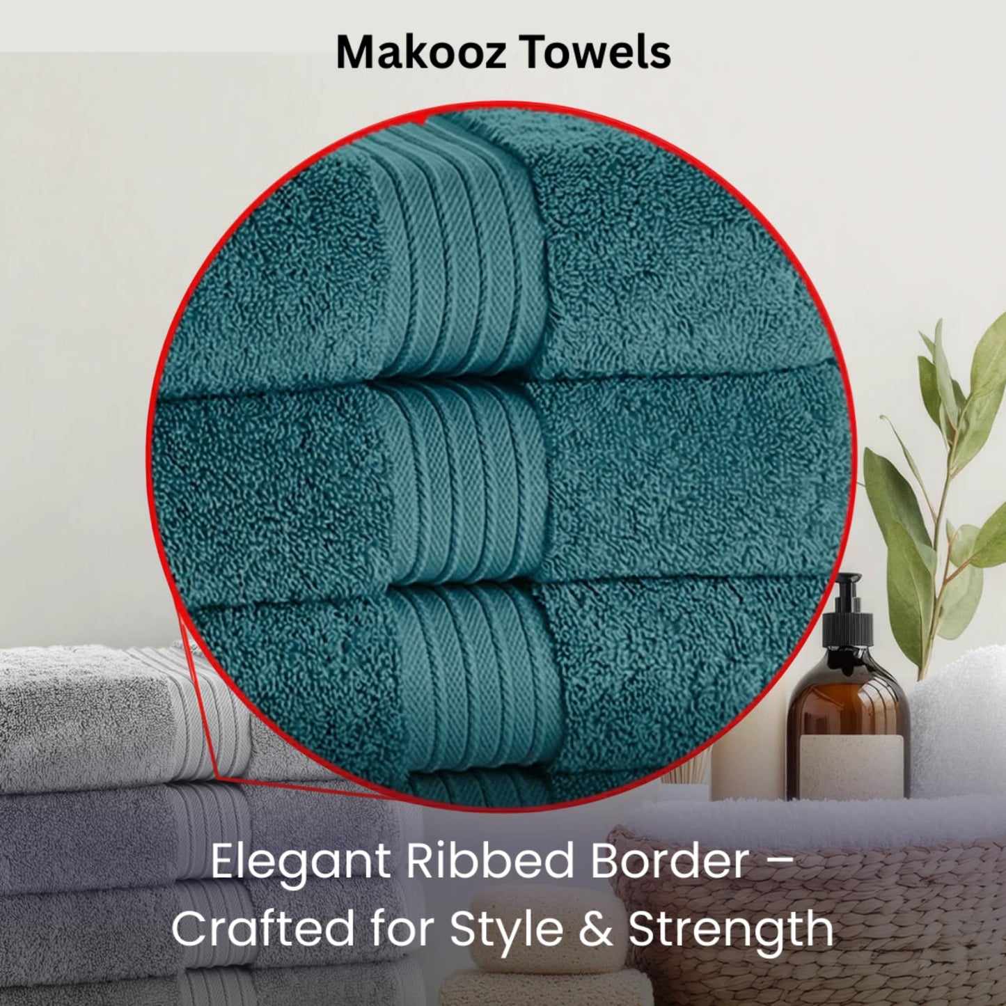 Makooz Premium 700 GSM Hand Towels for Bathroom 2 Pack –100% Natural Ring-Spun Egyptian Cotton –Luxurious Ultra Soft