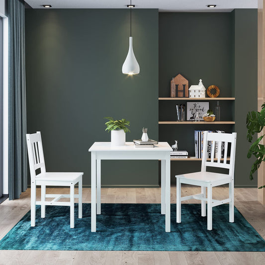 ZANOFIRA Wooden Square Dining Table and 2 Chairs Set Dining Home Kitchen Furniture