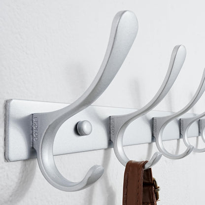 SKOLOO Wall Mounted Coat Rack - 10 Hooks, Heavy Duty, Stainless Steel, Metal Wall Hangers, Sturdy Coat Hooks for Hanging Coats, Jacket, Clothes, Hat