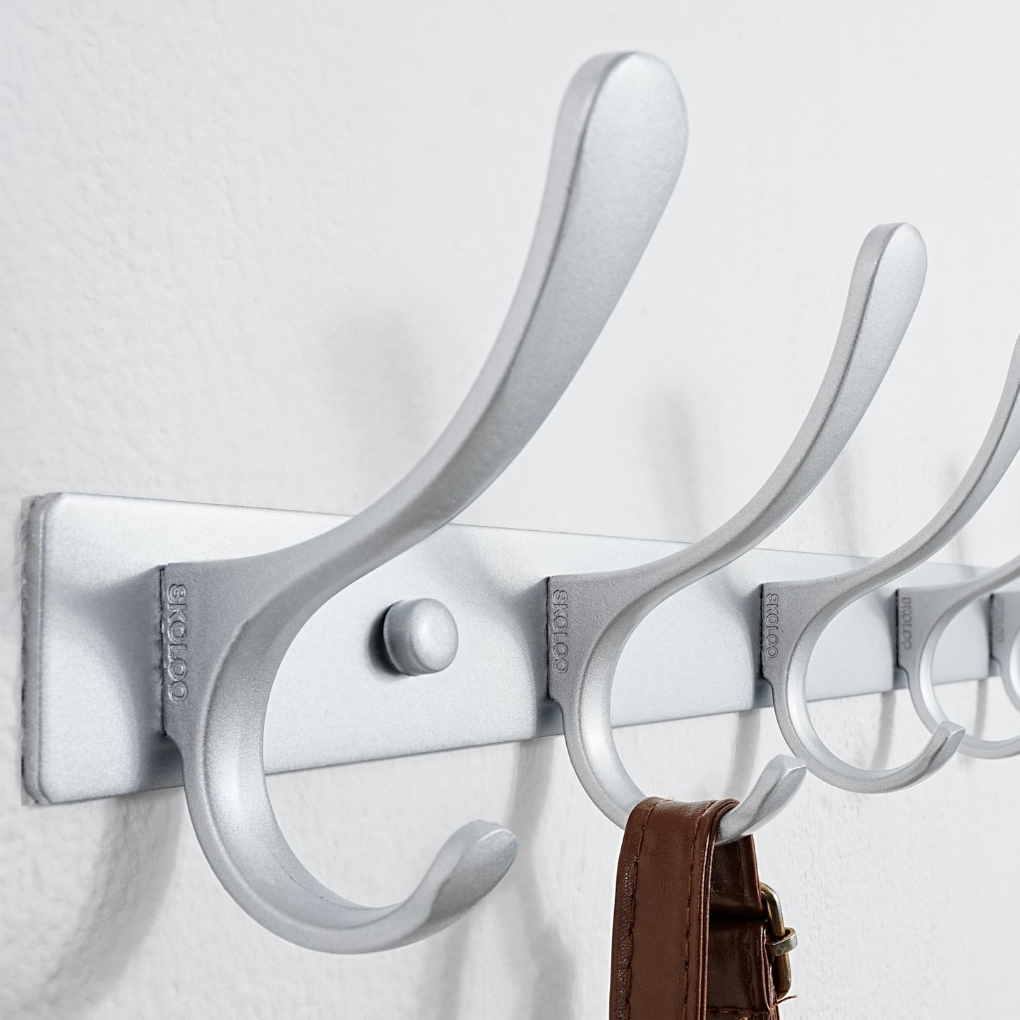 SKOLOO Coat Rack Wall Mounted - 6 Hooks, Heavy Duty, Stainless Steel, Metal Wall Coat Hanger, Sturdy Wall Hooks for Hanging Coat, Jacket, Clothes