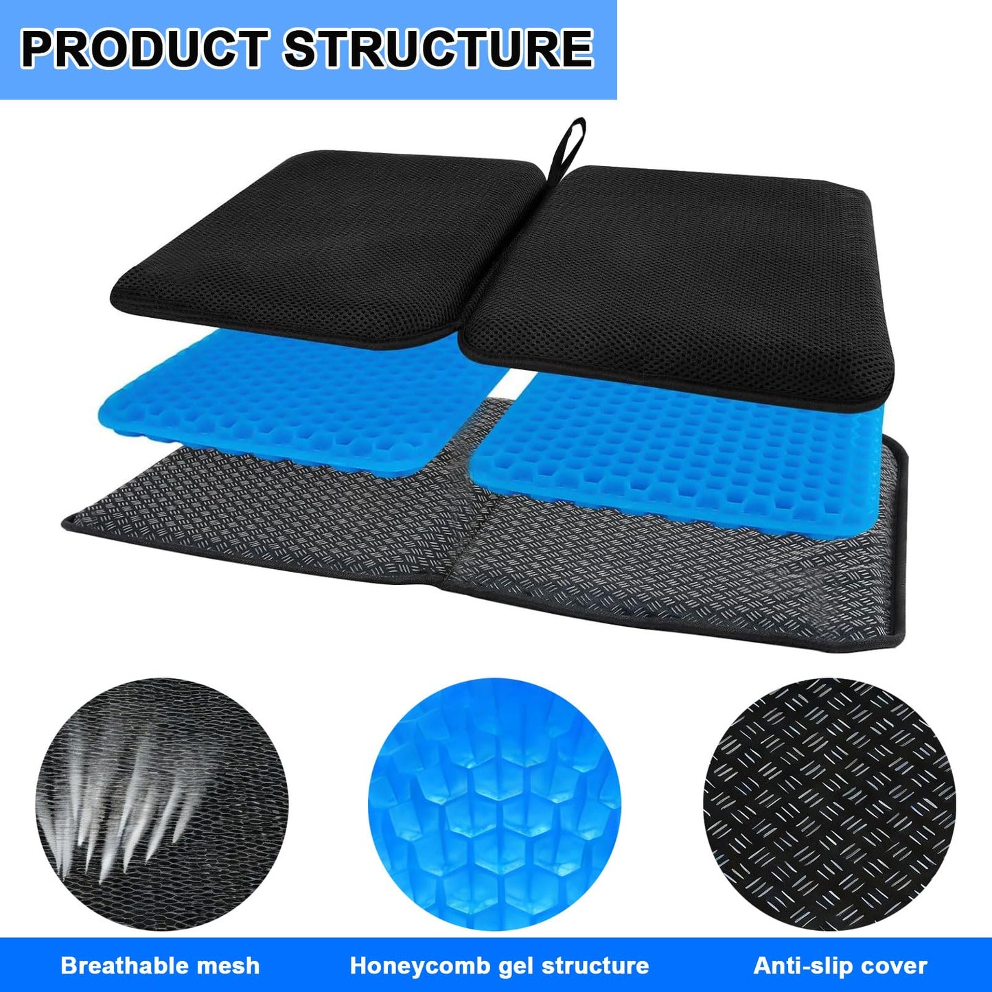 Yelvornic Gel Seat Cushion, Portable Travel Airplane Cushion, Ultimate Comfort with Gel Grid Design, Foldable for Planes, Outdoor Adventures and More