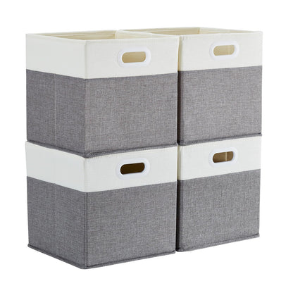 Mangata Cube Storage Boxes 30x30x30 cm, Fabric Storage Cube Baskets for Clothes Bins, Baskets, Chests,Toys Grey White, 4Pcs
