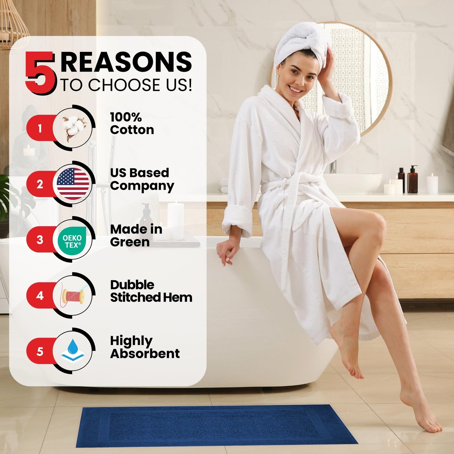 Infinitee Xclusives Cotton Bath Mat (86 x 55 cm) - Bathroom Mat - 2-Pack