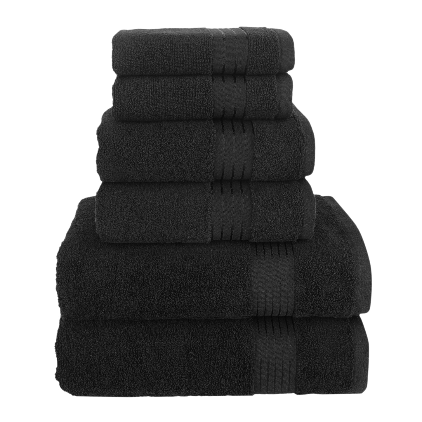 Elegant Comfort Premium Cotton 6-Piece Towel Set, Includes 2 Washcloths, 2 Hand Towels and 2 Bath Towels, 100% Turkish Cotton