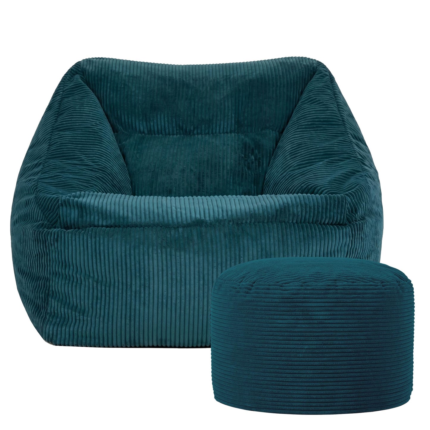 icon Natalia Cord Bean Bag Chair & Footstool with Filling Included, Teal