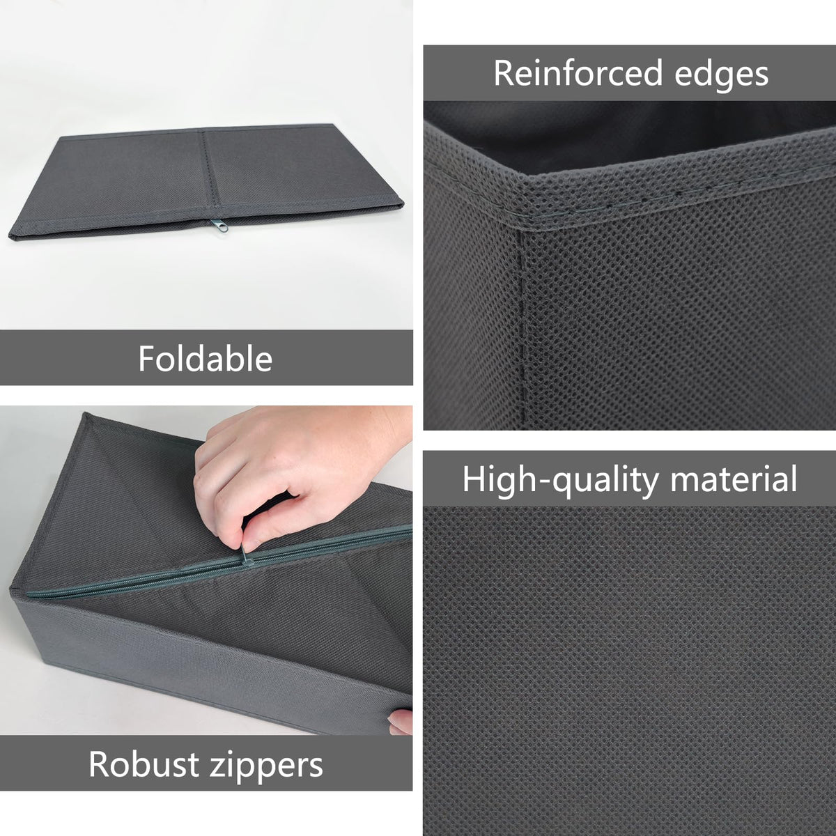 Weeoley Drawer Organiser 8 Pack Foldable Storage Boxes for Clothes, Gray