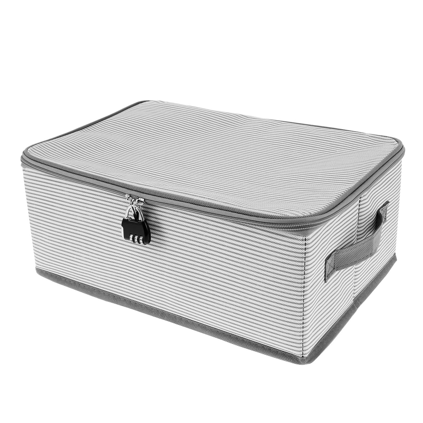 Lockable Box with Lid Nonwoven Foldable Storage Cubes for Home Storing Bedding, 38×26×15cm Large Clothes Organizer Container with Zipper Wardrobe