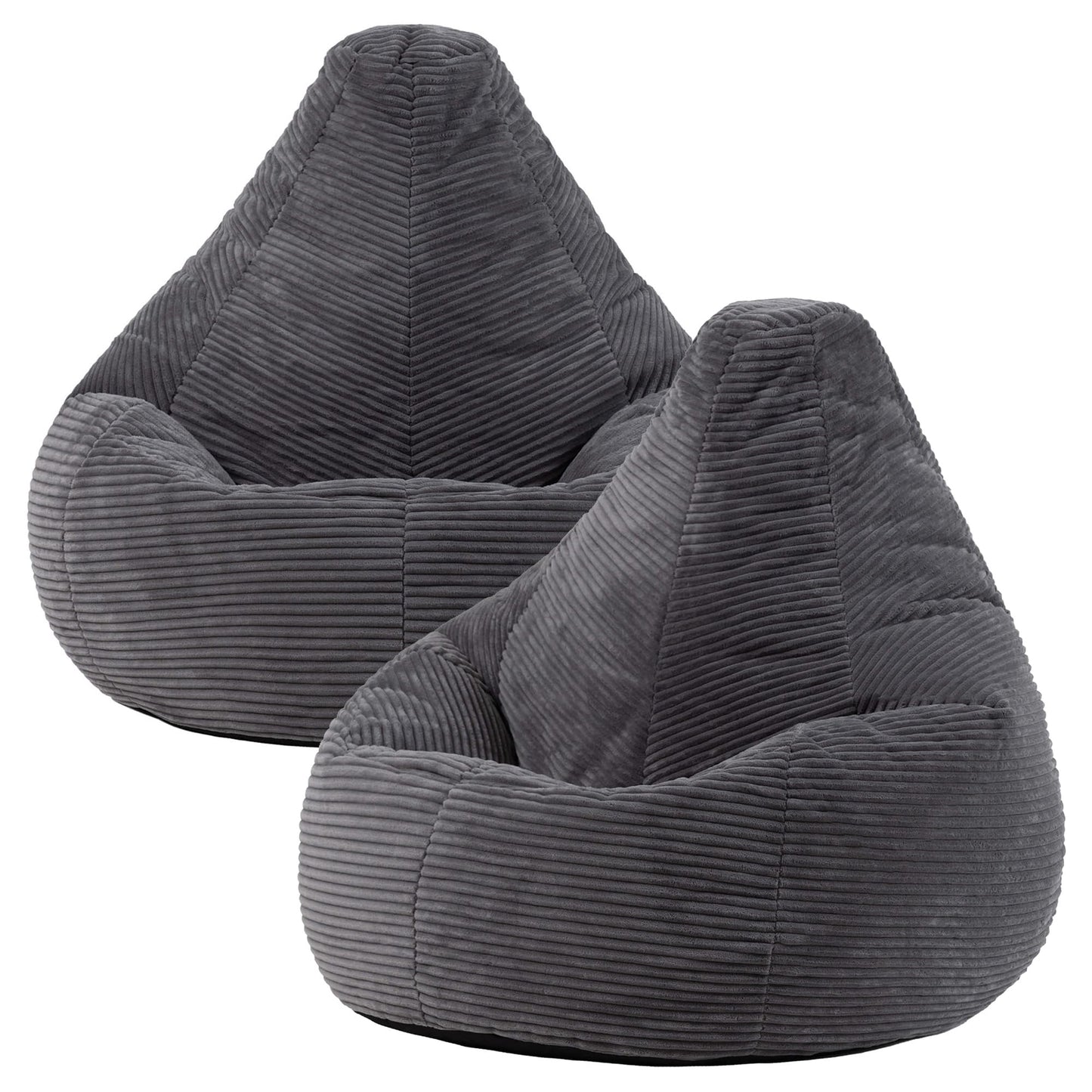 icon Dalton Cord Bean Bag with Filling Included, Set of 2, Grey