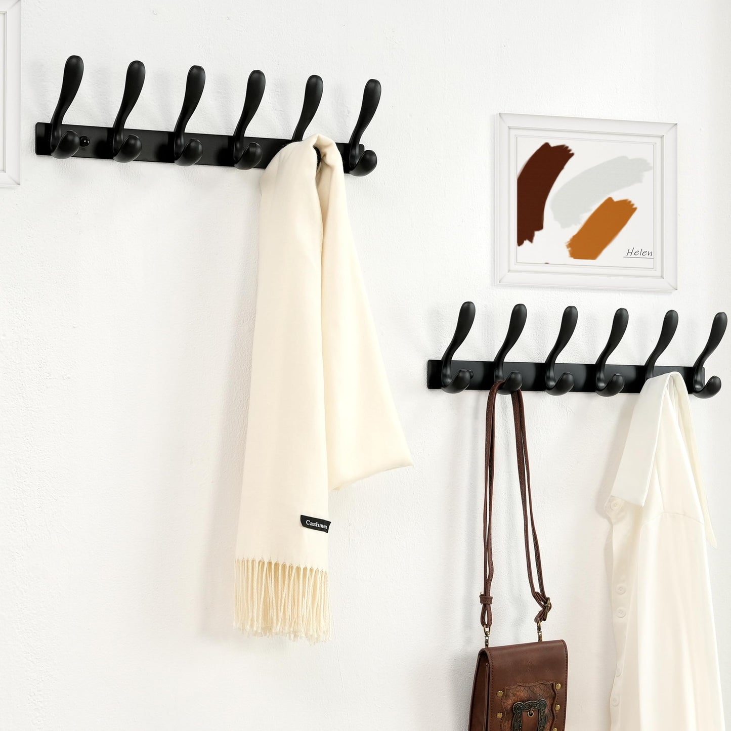 HONSKY Wall Coat Rack- Stylish,44cm Metal Coat Hanger Wall Mounted,Heavy Duty 6 Hooks Wall Coat Hook for Hallway, Bedroom