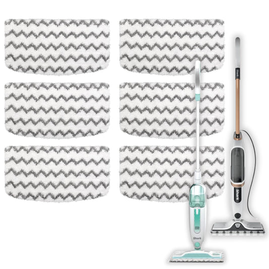 Steam Mop Pads Compatible with Shark Steam Mop S1000UK, S2001UK, Beldray BEL01097, Washable Dirt Grip Absorbing Refill for Shark Steamer (6Pack)