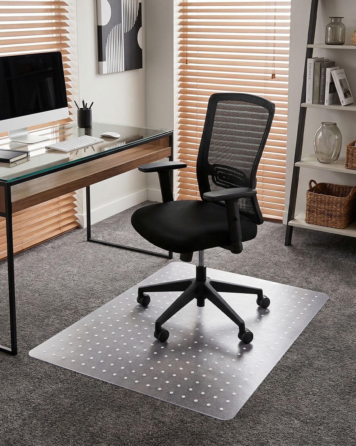 PVC Office Chair Mat for Hard Floors, Non-Slip Clear Desk Chair Mat, Thick Plastic Floor Protector for Wood, Tile, Laminate - 75x120 cm(2.5'x4')