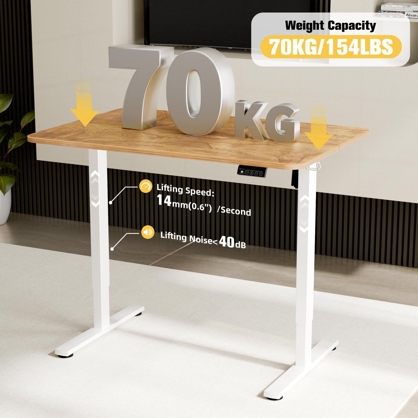 ERGOMAKER Height Adjustable Electric Standing Desk Frame, Two-Stage, White