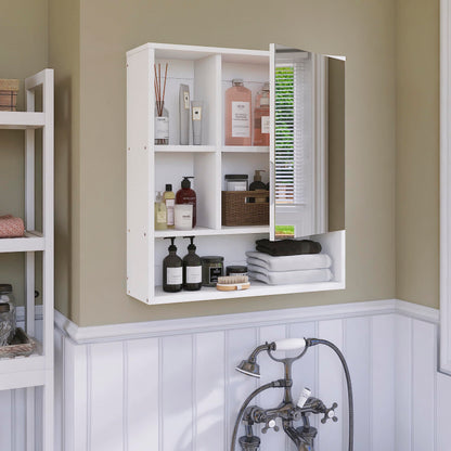 SMIBUY Bathroom Mirror Cabinet Wall Mounted, Bamboo Space Saver Medicine Cabinet, Wall Hanging Over Toilet Storage Cabinet with Mirror Door and