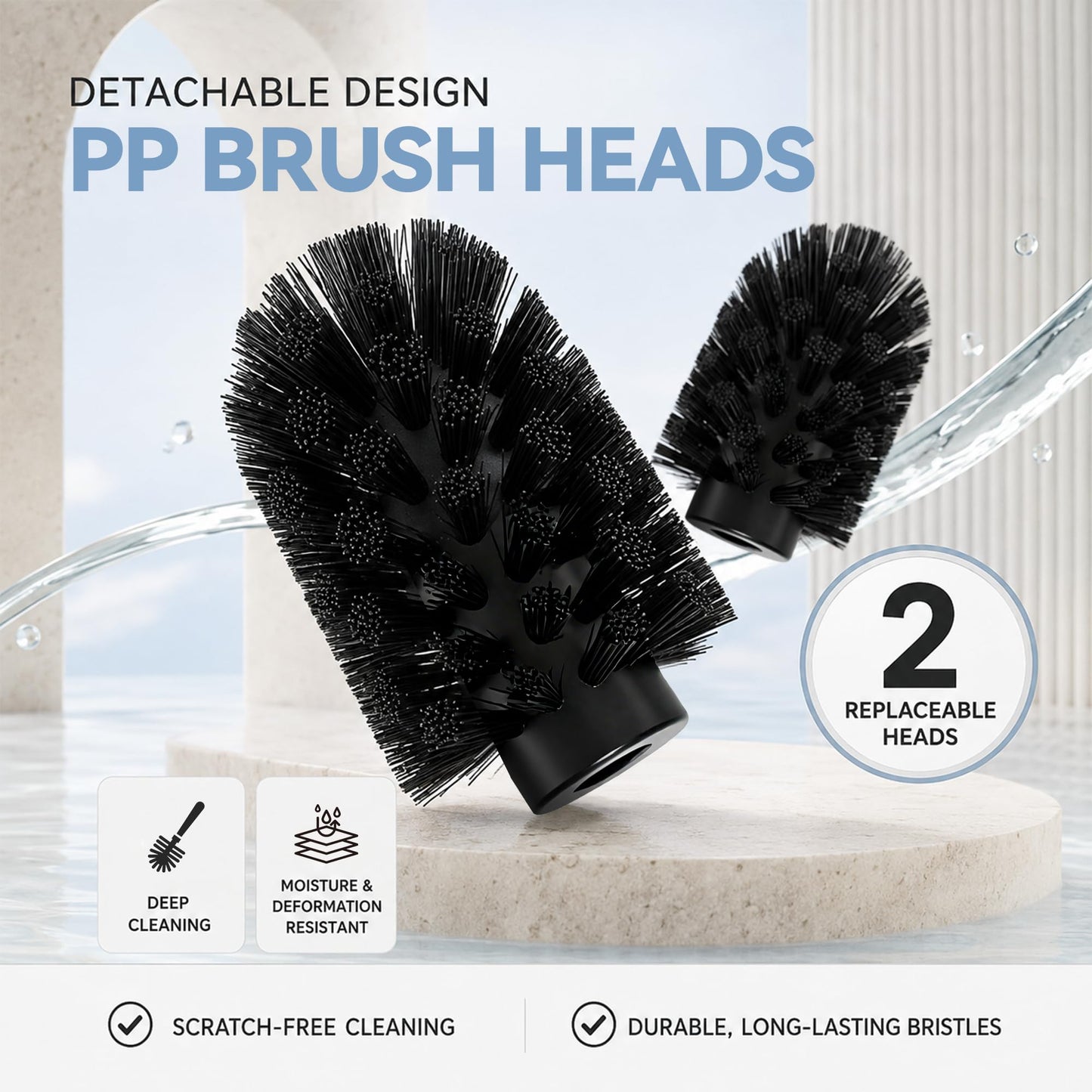 DAZI Toilet Brush WC Wall-Mounted, Toilet Brush Holder Stainless Steel Matte Black Finish without drilling