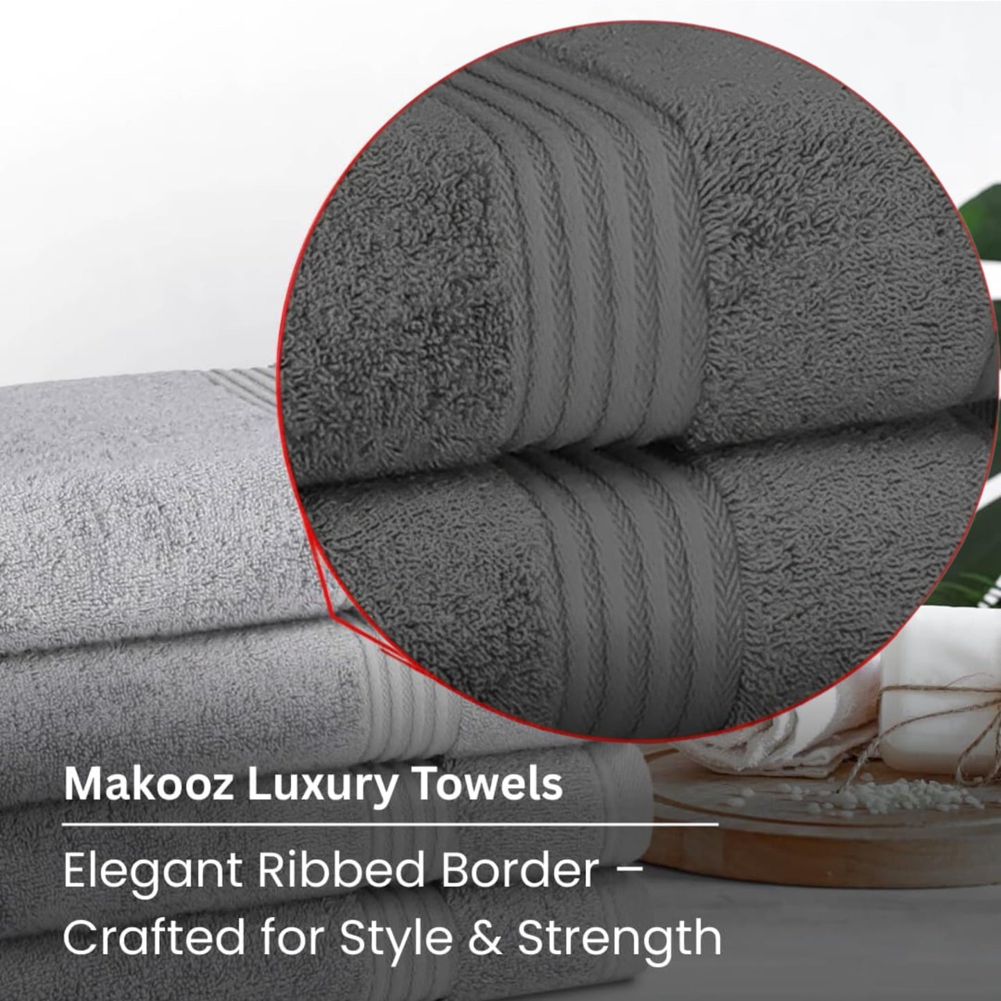 Makooz Luxurious Bamboo Hand Towels for Bathroom Pack of 2-700 GSM Bamboo & Egyptian Cotton 50/50 Blend - Ultra Silky Soft, Quick Dry, Absorbent