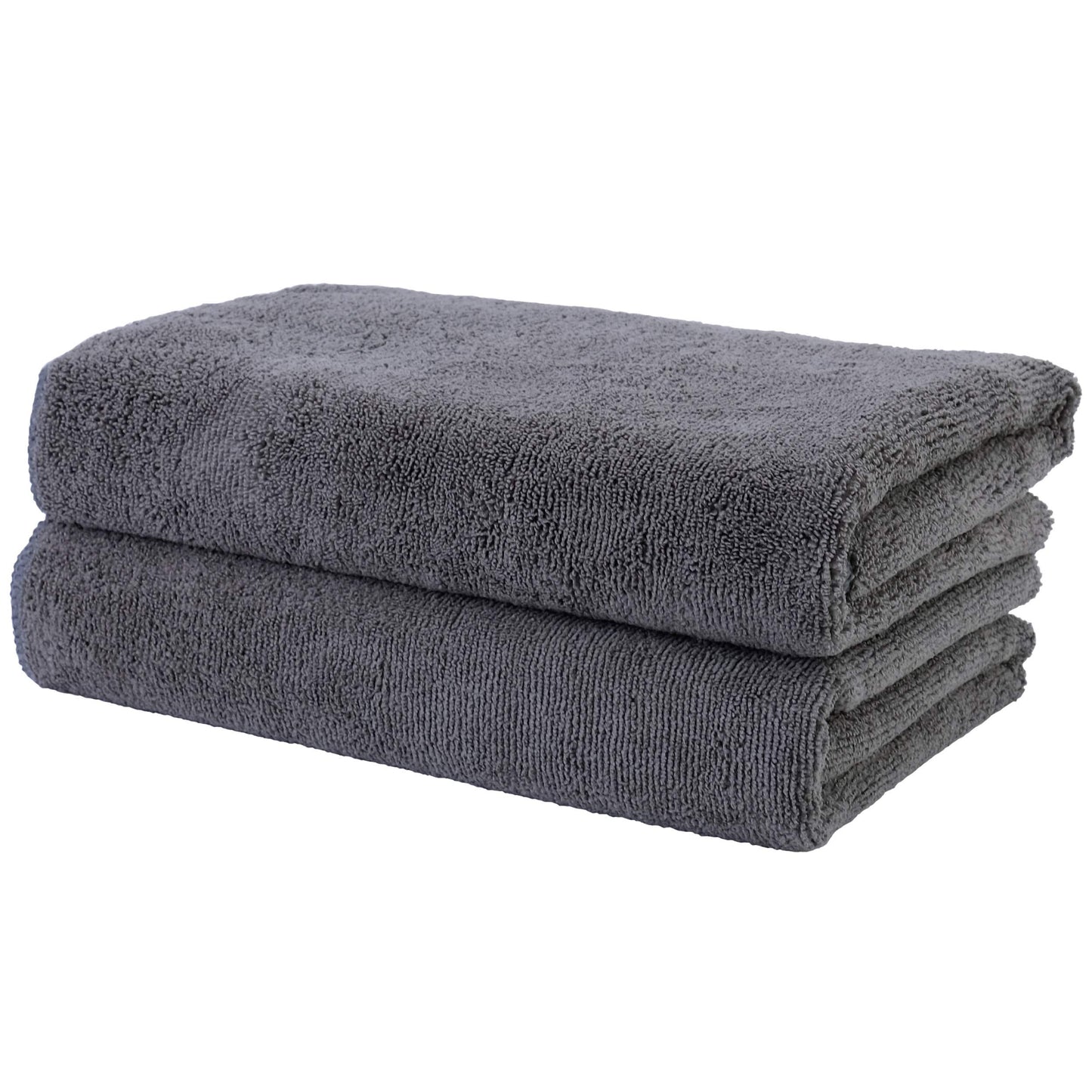 POLYTE Professional Quick Dry Lint Free Microfibre Hair Drying Salon Towel, 2 Pack (50x101 cm, Dark Grey)