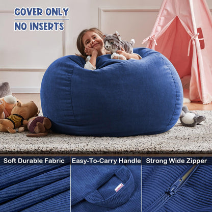Nobildonna Bean Bag Chair Cover No Filler for Kids Beanbag Stuffed Animal Storage Without Filling Plush Toys Holder and Organizer Soft Premium