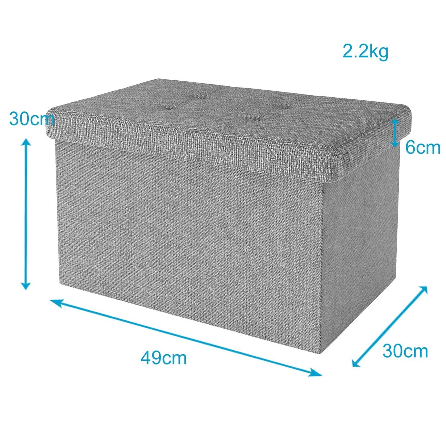 INTIRILIFE Foldable seat stool 30x30x30 cm in dark red - Seat cube with lid and storage space made of fabric with hollows