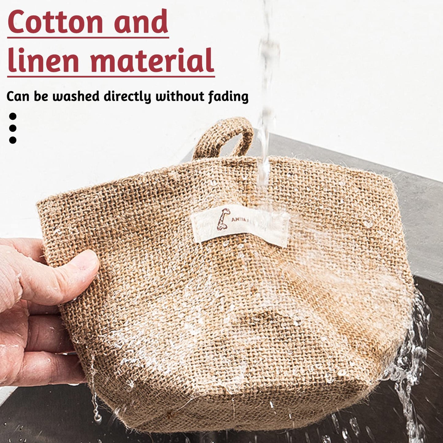 Fahibin Cotton Linen Storage Basket Bag,3pcs Hanging Small Foldable Storage Basket Bag with Handle, Foldable Organizer Decorative Bag for Toys, Keys