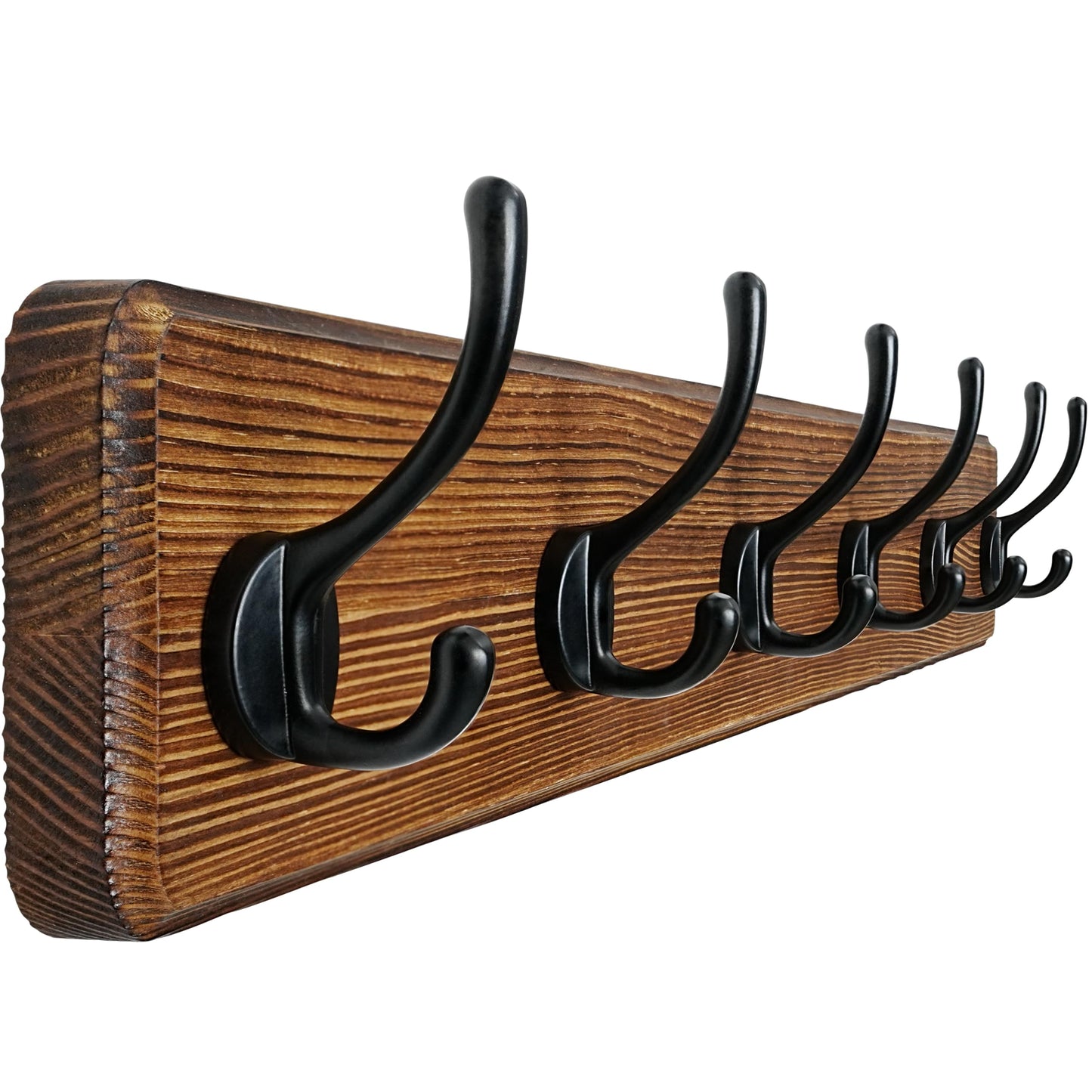Dseap Coat Rack Wall: 60cm Long, Patented, Heavy-Duty, 6-Double-Hooks Wooden Wall Mounted Coat Rack Coat Hanger Hook Rail for Winter Coats Hat Jacket