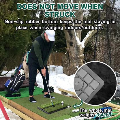 LIBERRWAY Golf Mat, Foldable & Replaceable Golf Hitting Mat with Fairway and Rough Synthetic Turf, Golf Practice Mat Include 5 Tees for Indoor and