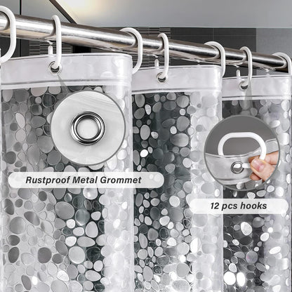 hjwanyin Shower Curtain, Long Shower Curtain Made of Mould PEVA, Stylish and Water Repellent Shower Liner for Bathroom Cobblestone, 180 * 200cm