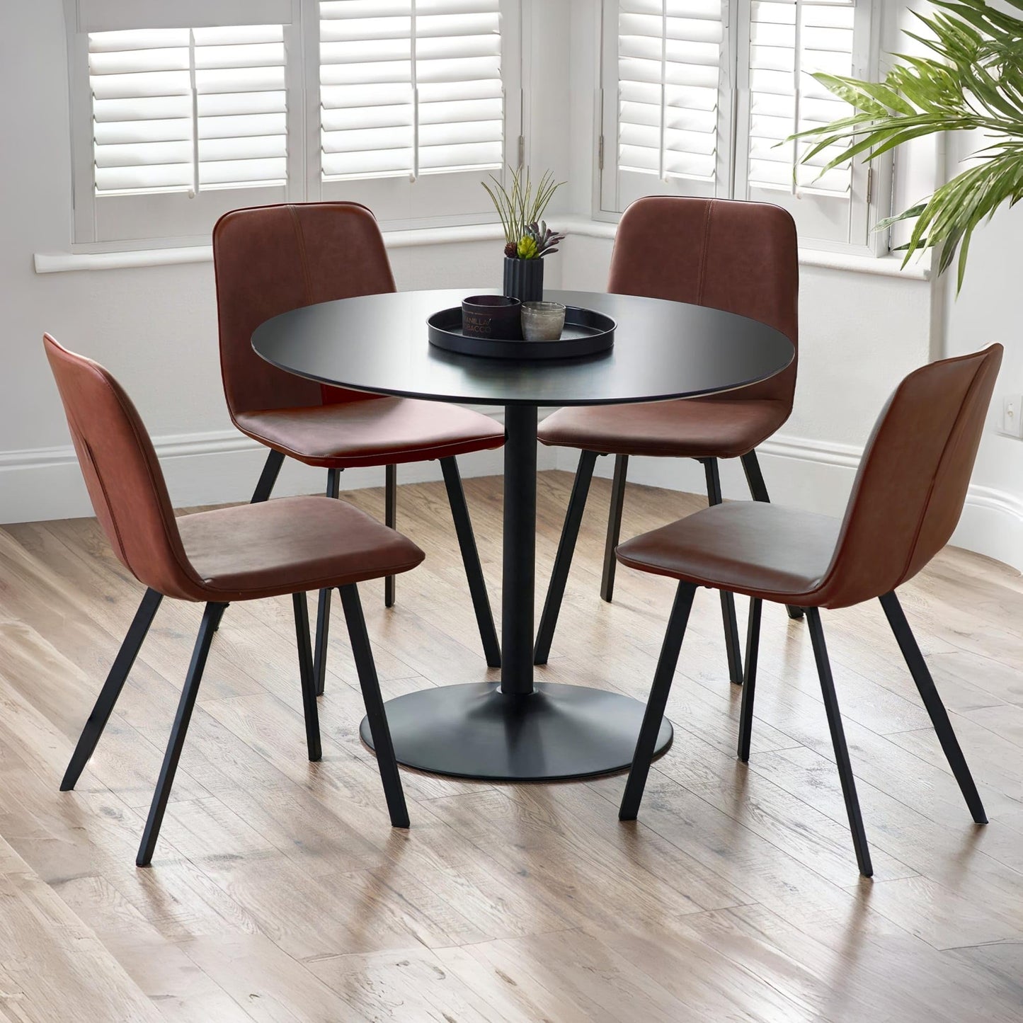 Julian Bowen Nero 100cm Round Table for 4, Black - H75 x W100 x D100cm