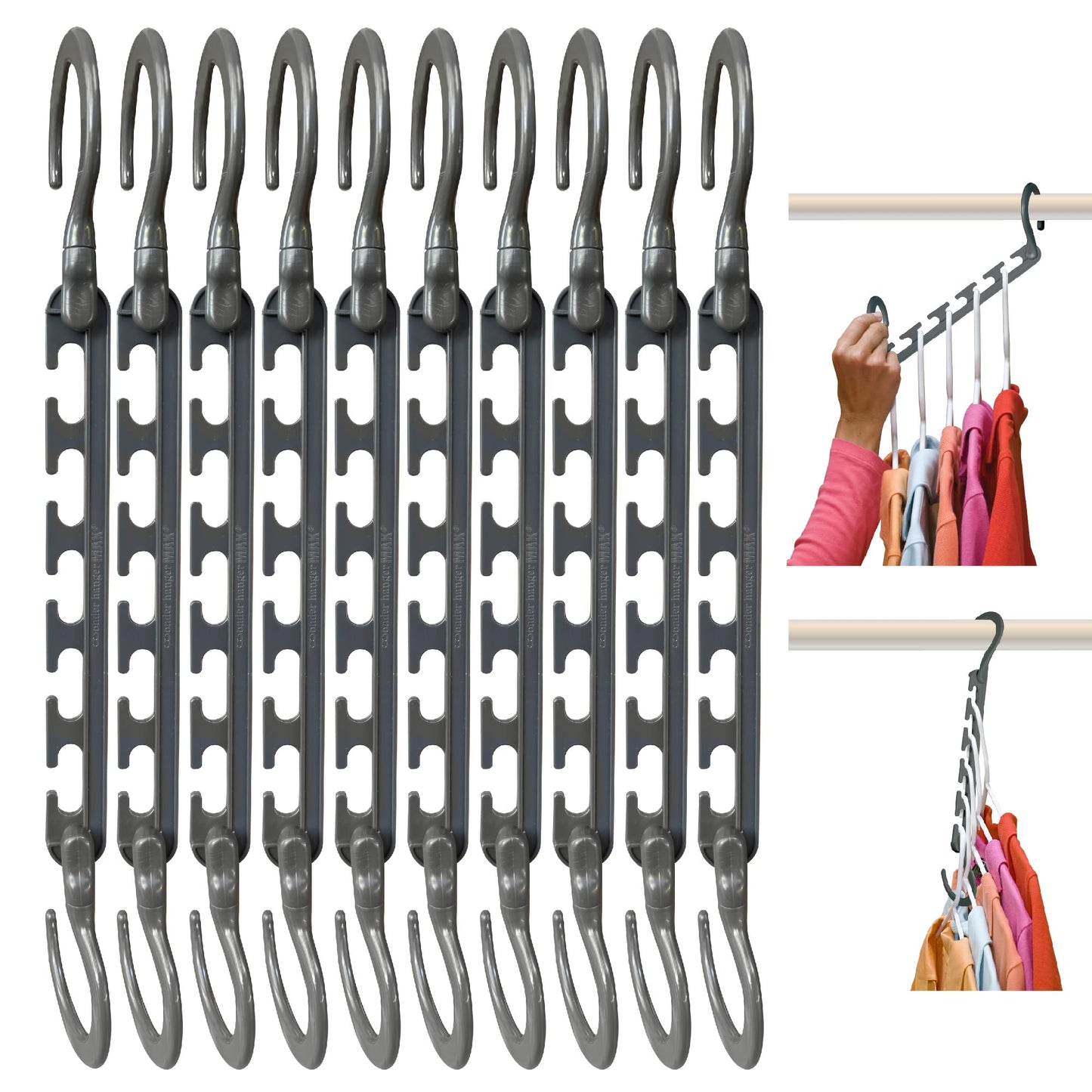 Wonder Hanger Max New & Improved, Pack of Triples, The Closet Space for Easy, Effortless, Wrinkle-Free Clothes, Comes Fully Assembled