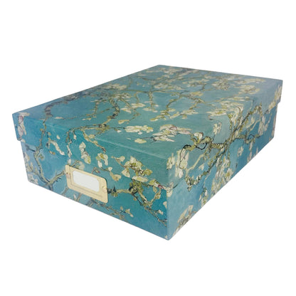 Almond Blossom A4 Storage box | Decorative Storage Box with Van Gogh Design | Home Office | Cardboard Storage Boxes with Lids | Storage Box with Lid