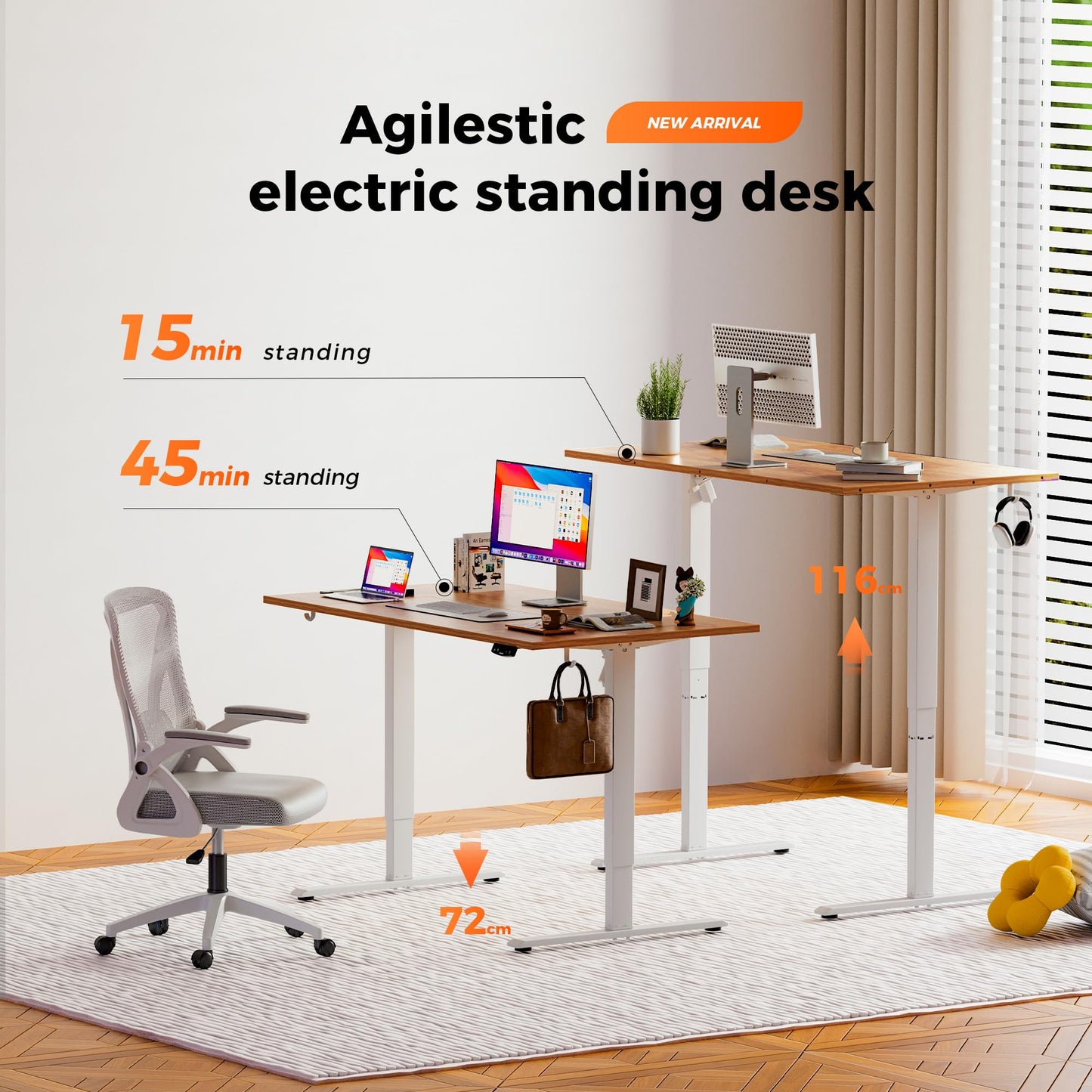 Agilestic Height Adjustable Electric Desk, 2 Memory Height, 160x80cm