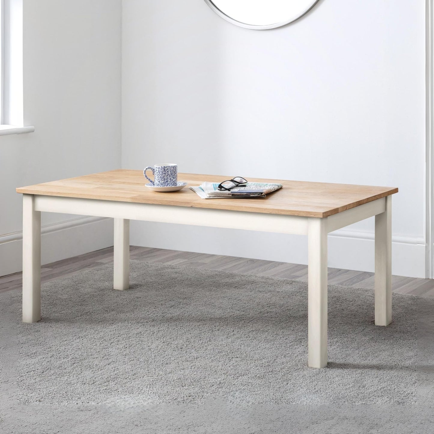 Julian Bowen Coxmoor Coffee Table, Ivory and Oak - H48 x W120 x D60cm