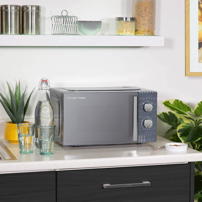 Russell Hobbs Honeycomb RHMM715G 17 Litre 700W Grey Solo Manual Microwave with 5 Power Levels, Integrated Timer and Defrost Function