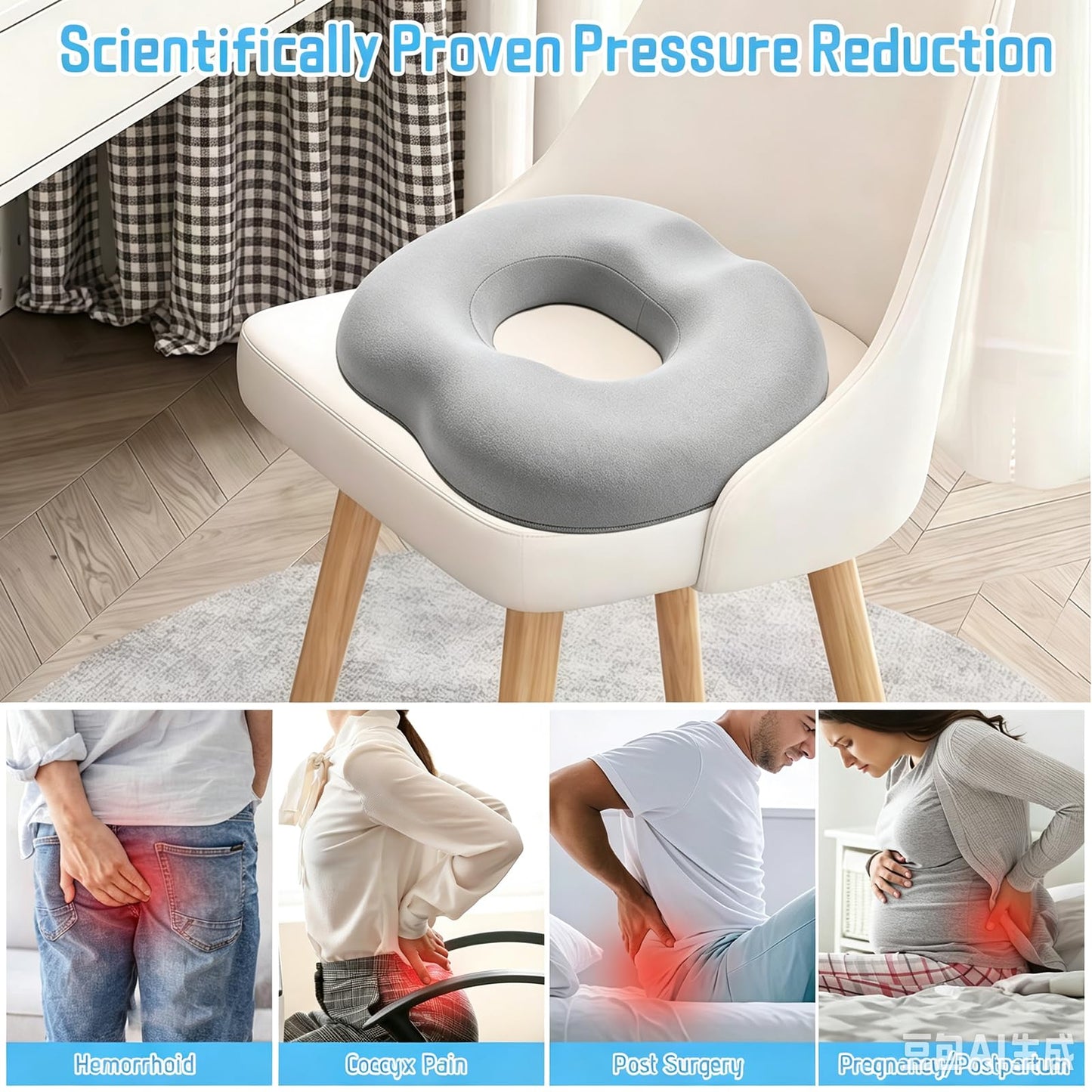 KANGBES Donut Cushion for Hemorrhoids, Coccyx Pain Relief Seat Cushion
