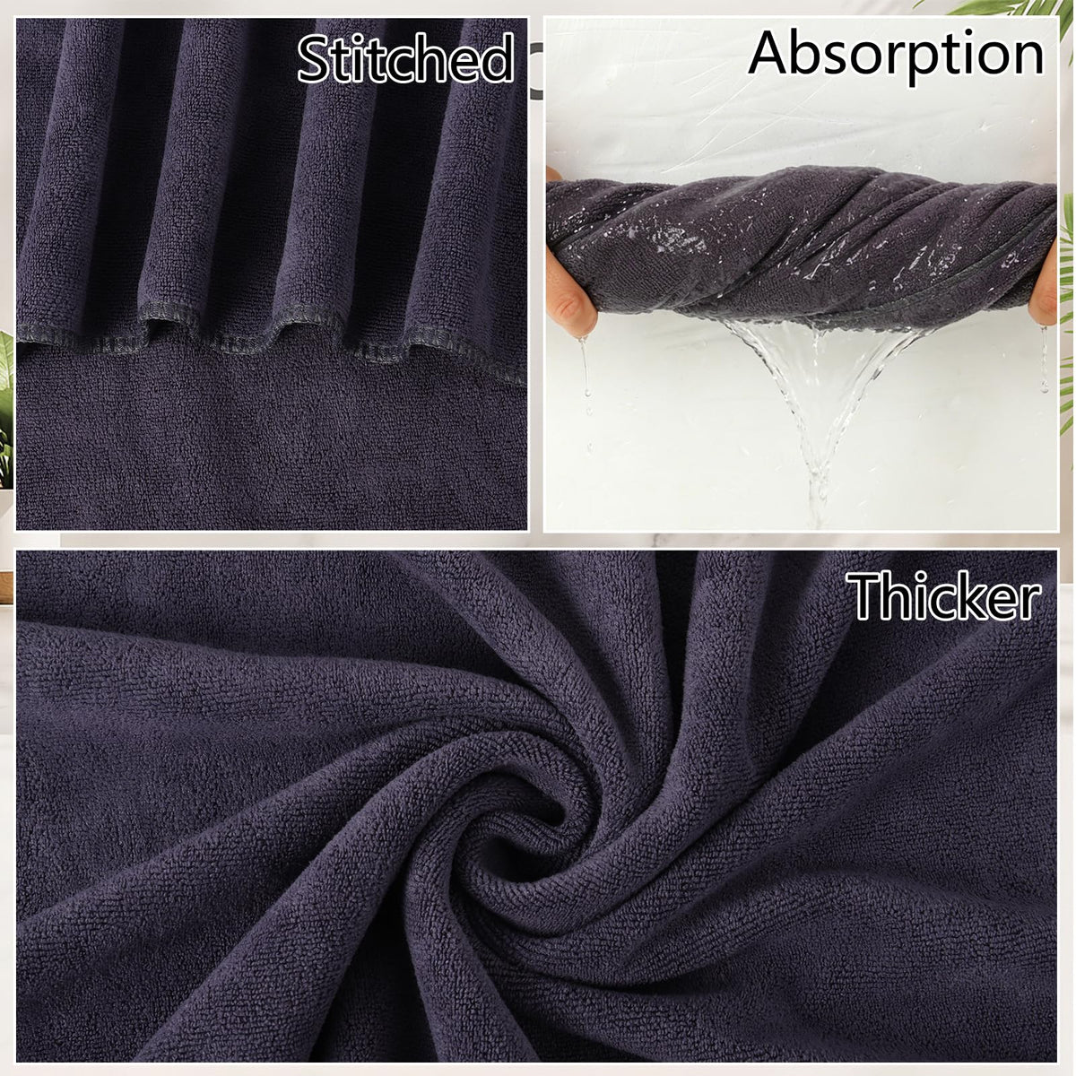 saerryor 2 Pack Grey Salon Towel, Microfibre Hair Drying Salon Towel