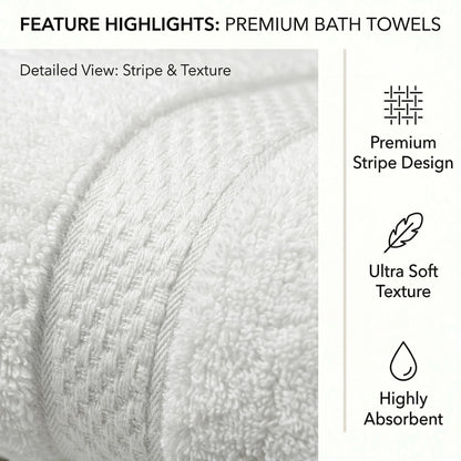 MistyMorning Bath Towels Pack of 2, Extra Large 70x140cm, Luxury 100% Cotton 500GSM Super Soft & Highly Absorbent Quick Dry Luxury Bathroom Towels